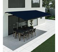 Store banne bleu, modèle Basic sans coffre, toile bleu, 1500 x 2400 mm, système manuel avec manivelle, configurer individuellement