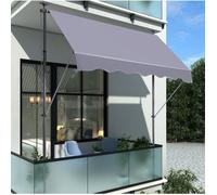 Store banne de balcon à pince 300 x 120 cm, manuel sans perçage, hauteur réglable 220-310 cm, gris foncé