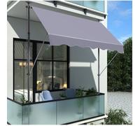 Store banne de balcon à pince EVRYAE 300 x 120 cm, hauteur réglable 220-310 cm, à manivelle, sans perçage, gris foncé