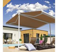 Store Banne Double Pente Enargite 6,00x2x3,00 M (Manuelle - Blanc - Taupe) Blanc