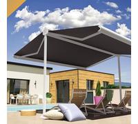 Store Banne Double Pente Enargite 6,00x2x3,00 M (Motorisé À Télécommande - Blanc - Gris Graphite) Blanc