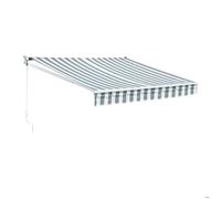Store banne SAULE 2,95 × 2,5m - Toile rayée blanche/grise et structure blanche