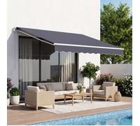 VEVOR, auvent rétractable articulé de 2,5 x 2 mètres, avec manivelle, protection solaire UPF 80+, idéal pour terrasse, balcon, jardin et fenêtres, couleur gris