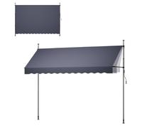 Store banne manuel, auvent rétractable d'extérieur de 350 cm pour patio, protection solaire, hauteur réglable, idéal pour les portes-fenêtres, avec manivelle manuelle, pour jardin, balcon, cour, coule
