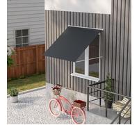 Store banne manuel auvent rétractable Inclinaison réglable 150 x 120 cm protection UV aluminium polyester gris foncé |