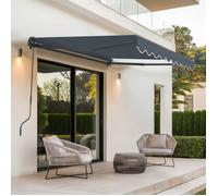 Store banne manuel avec manivelle - Cazeboo - VECCHIO - 2,5x2m - Toile premium 320g/m² - Gris - Anti-UV - Surface couverte 5m²