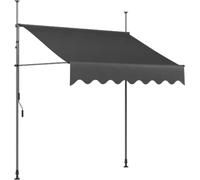 Store banne manuel Fioren – Voile d'ombrage pour balcon et terrasse – Réglable en hauteur – Sans perçage – 350 x 120 cm – Gris