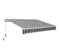 Store banne manuel rétractable 395 x 245 cm - Outsunny - manivelle, polyester 280 g/m² protection UV, aluminium - bleu et blanc