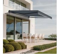 Store banne monobloc manuel - Cazeboo - VECCHIO - 3x2,5m - Toile premium 320g/m² - Gris - Anti-UV - Surface couverte 7,5m²
