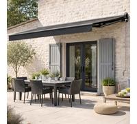 Store Banne Motorisé 2,95 x 2,5 m avec Télécommande | Demi-Coffre Aluminium Robustesse Anti-Corrosion | Toile Grise Polyester 280g/m² Hydrofuge Anti-UV pour Terrasse et Balcon