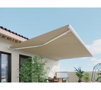 Store banne motorisé à leds avec coffre intégral 5 x 3,5 m - toile acrylique beige - GALAXA