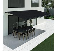 Store banne noir, modèle Basic sans coffre, 1500 x 2400 mm, avec commande manuelle à manivelle, configurer individuellement