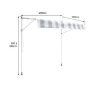 Store banne pour balcon CHENE 2 × 1,2m - Toile grise et structure grise