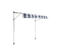 Happy Garden - Store banne balcon CHENE 2×1,2 m - Toile rayée blanche/grise, structure blanche