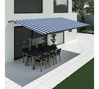 Store banne rayé bleu et blanc, modèle Basic sans coffre, 1500 x 2400 mm, système manuel, configurer individuellement