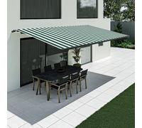 Store banne rayé vert et blanc, modèle Basic sans coffre, 1500 x 2400 mm, système manuel, configurer individuellement