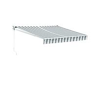 Store Banne Saule 2,5 × 2m - Toile Rayée Blanche/Grise Et Structure Blanche Blanc