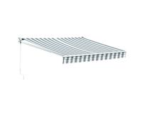 Store Banne Saule 2,5 × 2m - Toile Rayée Blanche/Grise Et Structure Blanche Blanc