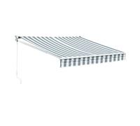 Store banne SAULE 2,95 × 2,5m - Toile rayée blanche/grise et structure blanche