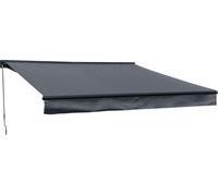 Store banne SAULE 3,5 × 3m avec semi-coffre - Toile anthracite et structure grise