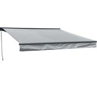 Happy Garden Store banne SAULE 3,5 × 3 m semi-coffre toile grise structure grise