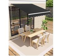 STORE BANNE-store à bras articulé, store mural rétractable extérieur,garvee, uv40+, imperméable,polyester 280g/m²,noir,350 x 250 cm