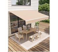 STORE BANNE-store à bras articulé, store mural rétractable extérieur,garvee, uv40+, imperméable,polyester 280g/m²,crème, 400x250cm