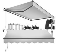 Store banne - TECTAKE - Brise-vue ORNELLA à bras articulé et support mural tissu déperlant et protection UV 250 x 200 cm - Gris