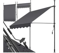 Store banne - TECTAKE - Store à pince sans perçage avec manivelle, réglable, protection UV et étanche, 150 x 180 cm - Noir/Gris