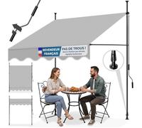 Store banne - TECTAKE - Store à pince sans perçage avec manivelle, réglable, protection UV et étanche, 150 x 180 cm - Gris clair