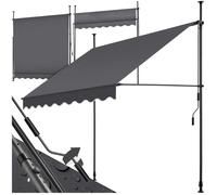 Store banne - TECTAKE - Store à pince sans perçage avec manivelle, réglable, protection UV et étanche, 200 x 180 cm - Noir/Gris