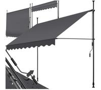 Store banne - TECTAKE - Store à pince sans perçage avec manivelle, réglable, protection UV et étanche, 250 x 180 cm - Noir/Gris