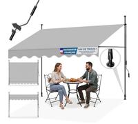 Store banne - TECTAKE - Store à pince sans perçage avec manivelle, réglable, protection UV et étanche, 300 x 180 cm - Gris clair