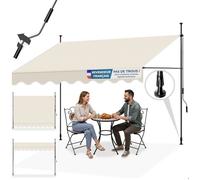 Store banne - TECTAKE - Store à pince sans perçage avec manivelle, réglable, protection UV et étanche, 300 x 180 cm - Beige