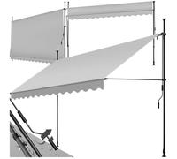 Store banne - TECTAKE - Store à pince sans perçage avec manivelle, réglable, protection UV et étanche, 350 x 180 cm - Gris clair