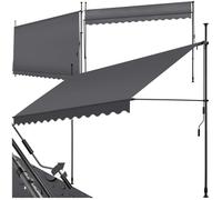 Store banne - TECTAKE - Store à pince sans perçage avec manivelle, réglable, protection UV et étanche, 350 x 180 cm - Noir/Gris