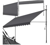 Store banne - TECTAKE - Store à pince sans perçage avec manivelle, réglable, protection UV et étanche, 400 x 180 cm - Noir/Gris