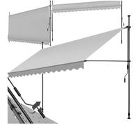 Store banne - TECTAKE - Store à pince sans perçage avec manivelle, réglable, protection UV et étanche, 400 x 180 cm - Gris clair