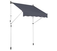 Store banne terrasse auvent a pince avec pied reglable installation sans perçage largeur 400 cm tube en acier tissu anthracite 10_