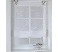 Store bateau à œillets - Blanc transparent - Motif marin - Largeur 80 cm x hauteur 130 cm