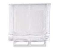 Store Bateau Lin tamisant sans Baleines pour fenêtres 150x175 cm Blanc | Installation facile au mur ou au plafond. Filtre la lumière. Store romain en lin pour salon chambre cuisine StoresDeco