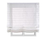 Store Bateau Lin tamisant sans Baleines pour fenêtres 90x175 cm Rayures | Installation facile au mur ou au plafond. Filtre la lumière. Store romain en lin pour salon chambre cuisine StoresDeco