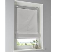 Store bateau Stig en 100% coton gris uni, occultant, montage sans perçage, avec crochet de fenêtre, Largeur 100 x Hauteur 140 cm