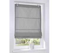 Store bateau Verlock gris rayure oeilets sans perçage occultant tamisant 45 x 140 cm (L x H)
