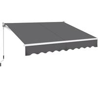 Store de balcon enrouleur avec bras extensibles, imperméable, pour l'extérieur, balcon, avec manivelle, résistant aux UV, réglage manuel, couleur gris foncé, 250 x 200 cm. Imperméable et protégé contr