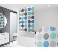 STORE DE DOUCHE PERSONNALISÉ DE BASE 16 MOTIFS LONGUEUR ET LARGEUR DU RIDEAU DE DOUCHE À VOLONTÉ (Bleu rétro, jusqu'à 180 cm de largeur et jusqu'à 400 cm de longueur)