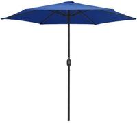 Store de jardin Ø 270 cm - Bleu azur - Mât en aluminium - Avec mécanisme anti-vent - Résistant aux UV et anti-claquement - 6 baleines - Avec aération - Pour le jardin, la terrasse et le balcon