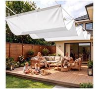 Store de Pergola en Vague 3.2x6m Toile Épaisse Imperméable Blanc | ISOLATION THERMIQUE:Toile déperlante épaisse protégeant du soleil.Pose légère avec cordes polyester,sans tiges rigides.