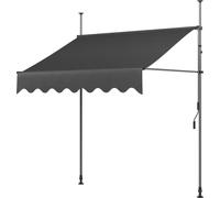 Store de terrasse rétractable - Store manuel pour balcon et fenêtre - Installation sans perçage - Protection solaire en polyester réglable en hauteur - Cadre en acier inoxydable - 350 x 120 cm