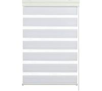 Store double à enrouleur avec cassette, store duo/store à enrouleur latéral, rayures transparentes et opaques,Blanc, 60 x 165 cm